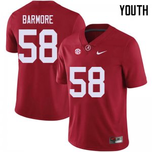 NCAA Youth Alabama Crimson Tide #58 Christian Barmore Stitched College 2018 Nike Authentic Red Football Jersey TG17V85BA